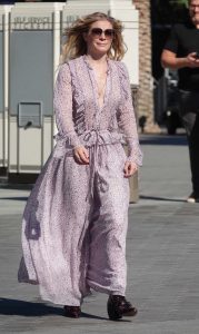 LeAnn Rimes in a Long Beige Dress