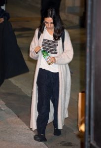 Mila Kunis in a Long Beige Cardigan