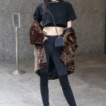 Ming Xi in a Black Cropped T-Shirt Leaves Her Hotel in New York 11/02/2018