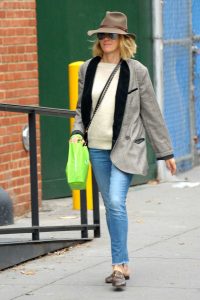 Naomi Watts in a Gray Plaid Blazer