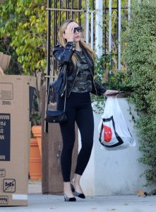 Amanda Bynes in a Black Leather Jacket