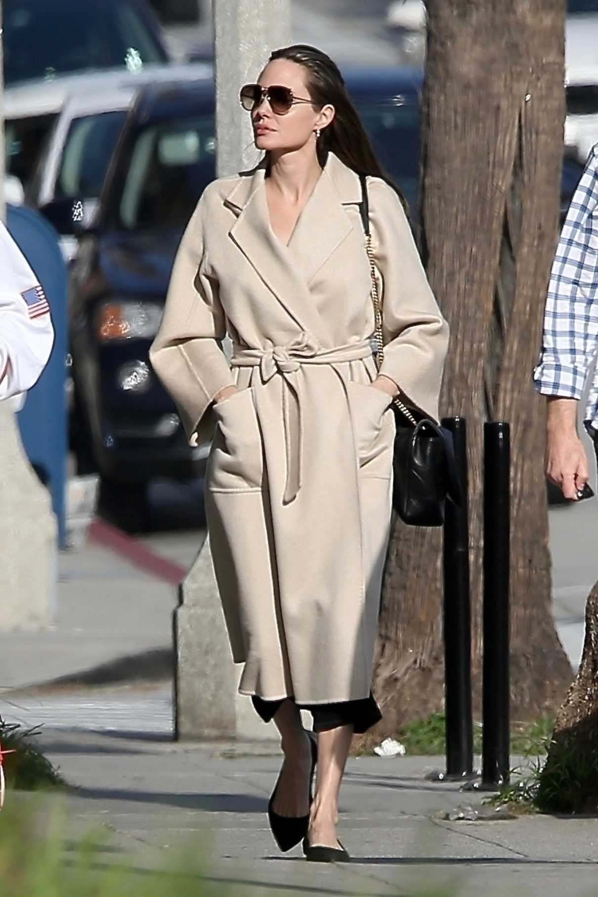 Angelina Jolie in Beige Coat