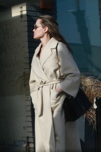 Angelina Jolie in Beige Coat