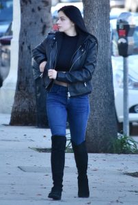 Ariel Winter in a Black Leather Jacket