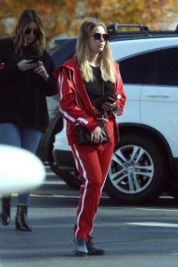 Ashley Benson in a Red Tracksuit