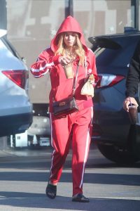 Ashley Benson in a Red Tracksuit