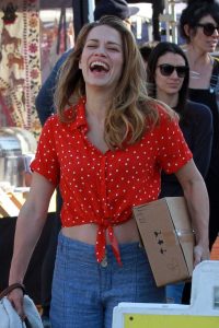 Bethany Joy Lenz in a Red Polka Dot Blouse