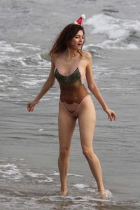 Blanca Blanco in a Christmas Swimsuit