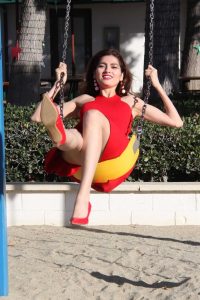 Blanca Blanco in a Red Dress