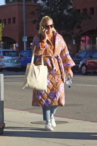 Busy Philipps in an Orange Floral Coat