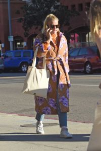 Busy Philipps in an Orange Floral Coat