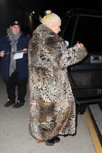 Christina Aguilera in a Leopard Print Fur Coat