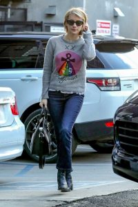 Emma Roberts in a Gray Sweater