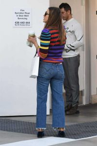 Jessica Alba in a Striped Sweater