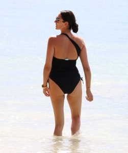 Lauren Silverman in a Black Swimsuit