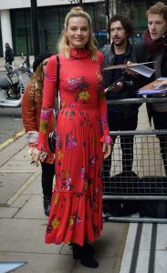 Margot Robbie in a Red Floral Dress