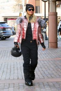 Paris Hilton in a PInk Puffer Jacket