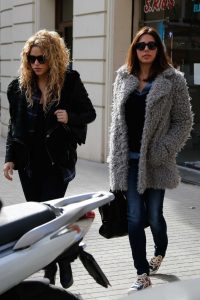Shakira in a Black Leather Jacket