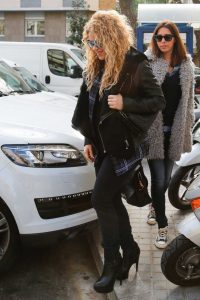 Shakira in a Black Leather Jacket