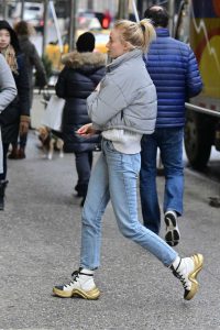 Sophie Turner in a Gray Jacket