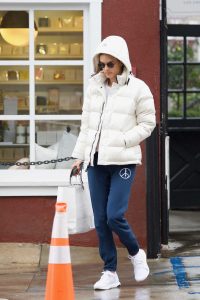Alessandra Ambrosio in a White Puffer Jacket