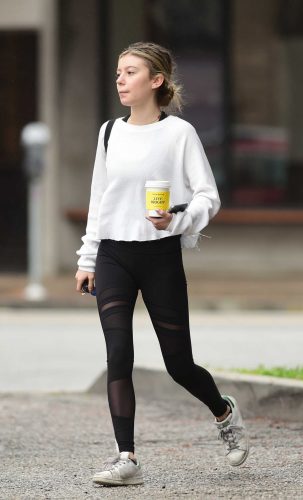 White Ripped Sweater Genevieve Hannelius in a White Ripped Sweater Leaves a Workout in Los ...