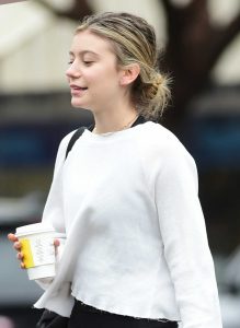 Genevieve Hannelius in a White Ripped Sweater