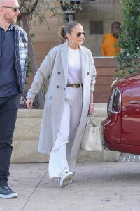 Jennifer Lopez in a Gray Coat