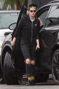 Kristen Stewart in a Black Adidas Hoody