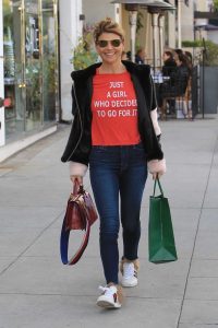 Lori Loughlin in a Red T-Shirt