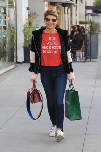 Lori Loughlin in a Red T-Shirt