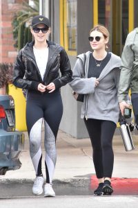 Lucy Hale in a Gray Hoody