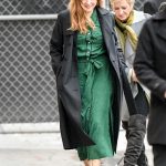 Amy Adams in a Black Trench Coat Leaves Jimmy Kimmel Live TV Show in Los Angeles 02/13/2019