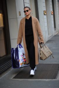 Bar Refaeli in a Beige Coat