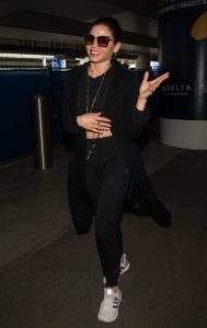 Jenna Dewan in a Black Coat