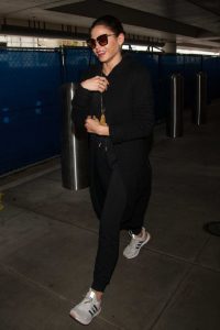 Jenna Dewan in a Black Coat