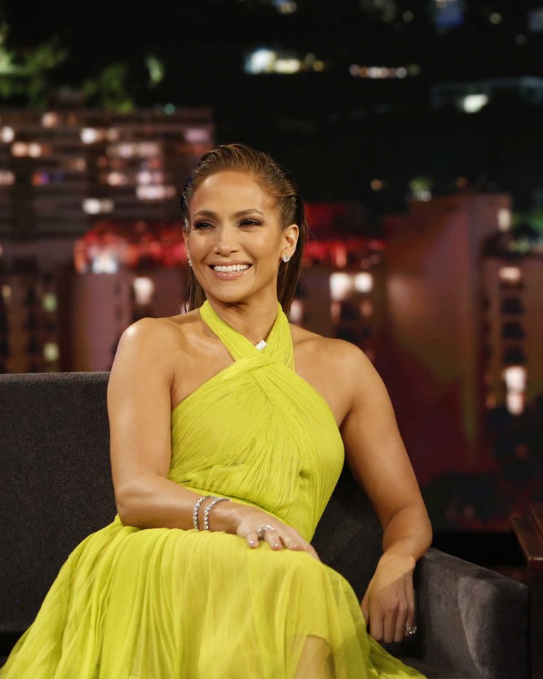 Jennifer Lopez in a Yellow Dress Visits Jimmy Kimmel Live in Los ...