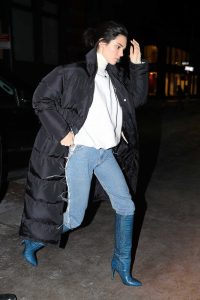 Kendall Jenner in a Black Puffer Coat