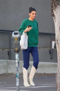 Kendall Jenner in a Green Sweatshirt
