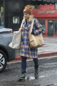 Kristen Bell in a Plaid Coat