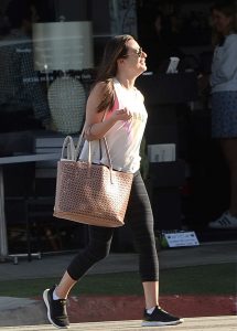 Lea Michele in a Black Leggings