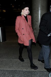 Lucy Boynton in a Red Blazer