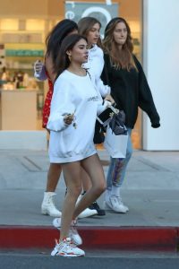 Madison Beer in a White Sweatshirt