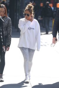 Jennifer Lopez in a White Guess Sweatshirt