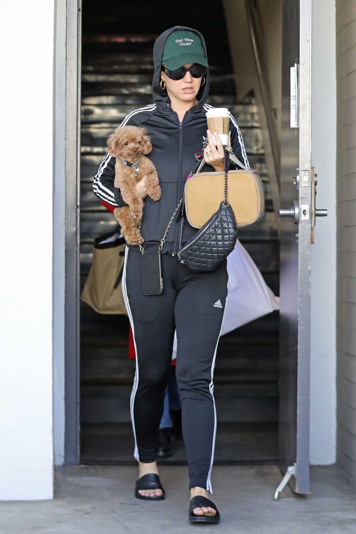 Katy Perry in a Black Adidas Track Suit Was Seen Out in Beverly Hills ...
