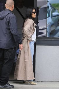 Kourtney Kardashian in a Beige Trench Coat