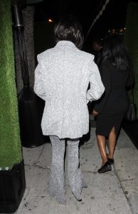 Kourtney Kardashian in a Silver Suit