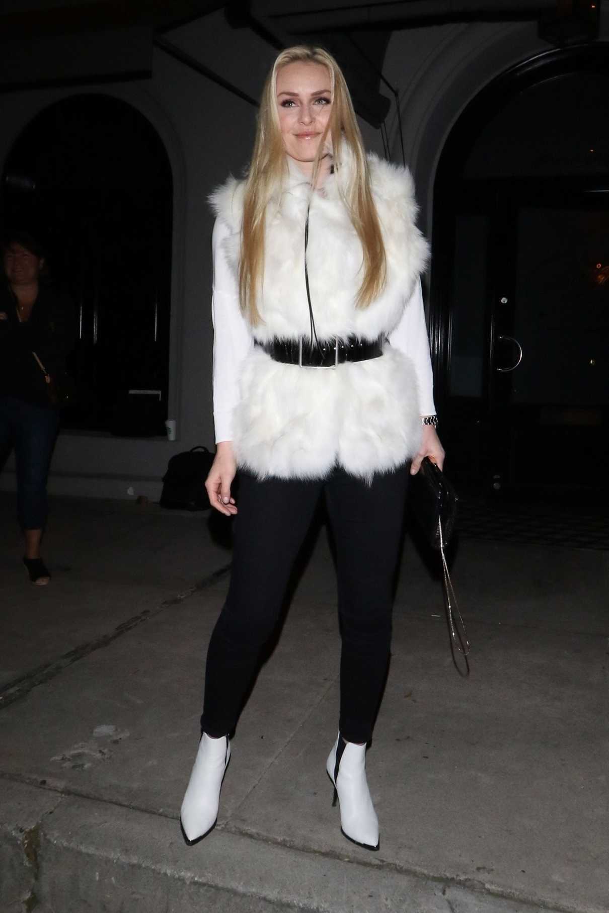 Lindsey Vonn in a White Fur Vest