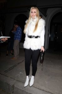 Lindsey Vonn in a White Fur Vest