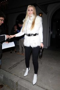 Lindsey Vonn in a White Fur Vest